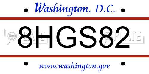 8HGS82 District Of Columbia License Plate