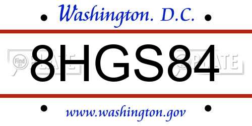 8HGS84 District Of Columbia License Plate