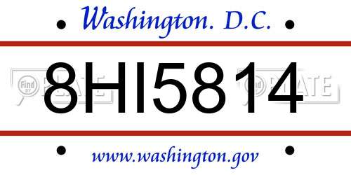 8HI5814 District Of Columbia License Plate