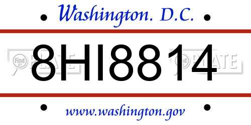 8HI8814 District Of Columbia License Plate