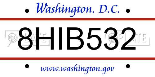 8HIB532 District Of Columbia License Plate
