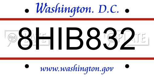 8HIB832 District Of Columbia License Plate
