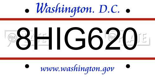 8HIG620 District Of Columbia License Plate