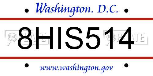 8HIS514 District Of Columbia License Plate