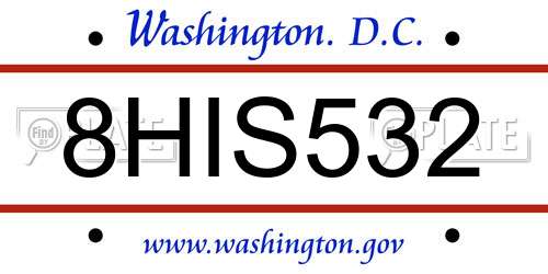 8HIS532 District Of Columbia License Plate