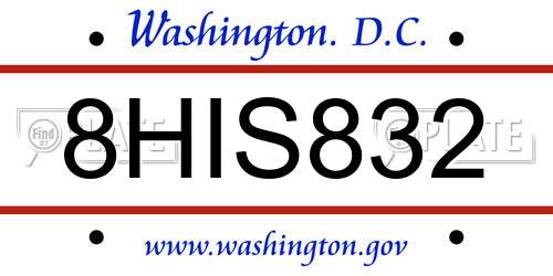 8HIS832 District Of Columbia License Plate