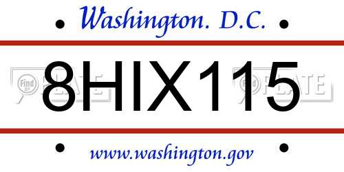 8HIX115 District Of Columbia License Plate