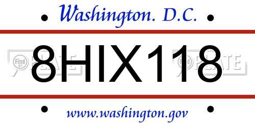 8HIX118 District Of Columbia License Plate