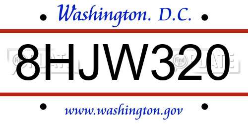 8HJW320 District Of Columbia License Plate