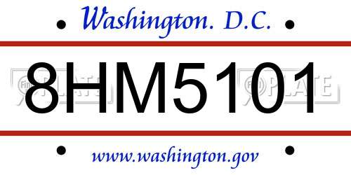 8HM5101 District Of Columbia License Plate