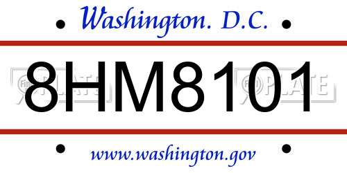 8HM8101 District Of Columbia License Plate