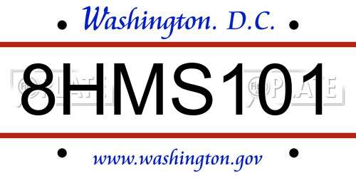 8HMS101 District Of Columbia License Plate