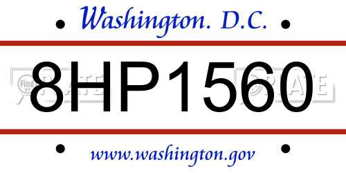 8HP1560 District Of Columbia License Plate