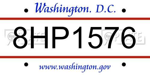 8HP1576 District Of Columbia License Plate