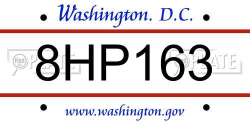 8HP163 District Of Columbia License Plate
