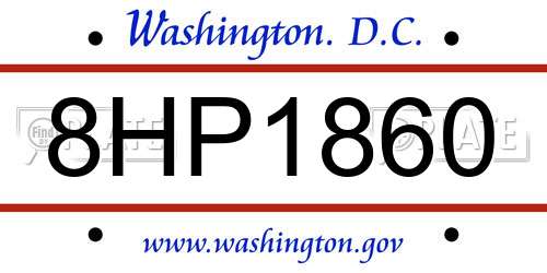 8HP1860 District Of Columbia License Plate