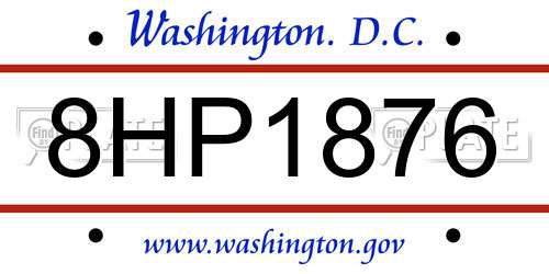 8HP1876 District Of Columbia License Plate