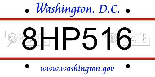 8HP516 District Of Columbia License Plate