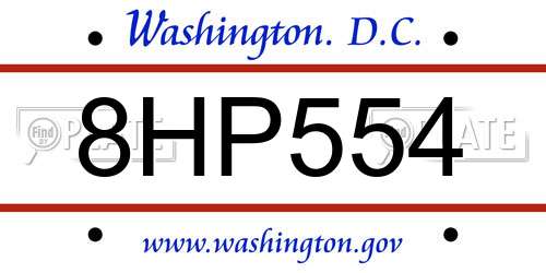 8HP554 District Of Columbia License Plate