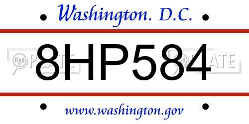 8HP584 District Of Columbia License Plate
