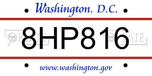 8HP816 District Of Columbia License Plate