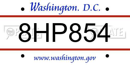 8HP854 District Of Columbia License Plate