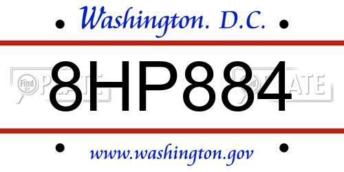 8HP884 District Of Columbia License Plate