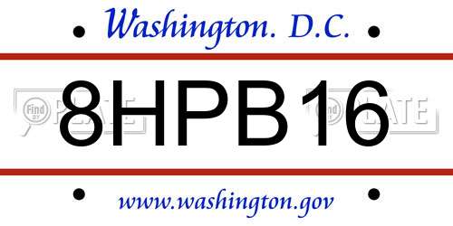 8HPB16 District Of Columbia License Plate