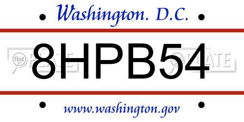 8HPB54 District Of Columbia License Plate