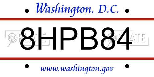 8HPB84 District Of Columbia License Plate