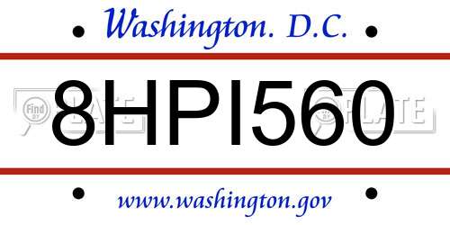 8HPI560 District Of Columbia License Plate