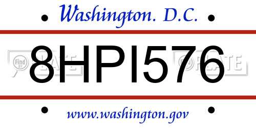 8HPI576 District Of Columbia License Plate