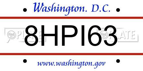 8HPI63 District Of Columbia License Plate
