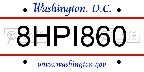 8HPI860 District Of Columbia License Plate