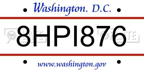 8HPI876 District Of Columbia License Plate
