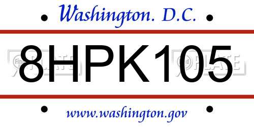 8HPK105 District Of Columbia License Plate