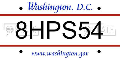 8HPS54 District Of Columbia License Plate