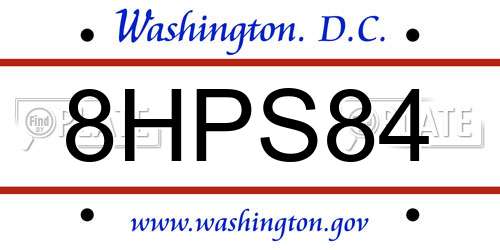 8HPS84 District Of Columbia License Plate