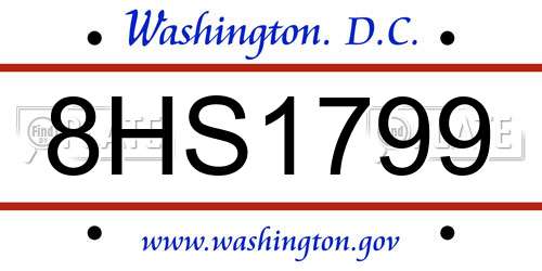 8HS1799 District Of Columbia License Plate