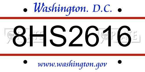 8HS2616 District Of Columbia License Plate