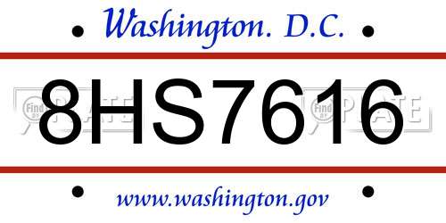 8HS7616 District Of Columbia License Plate
