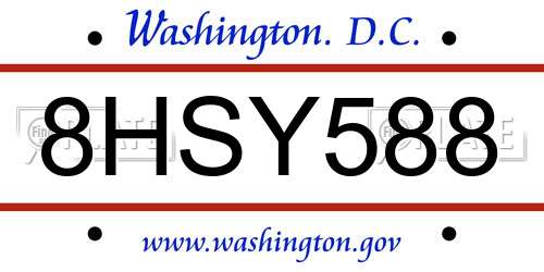 8HSY588 District Of Columbia License Plate