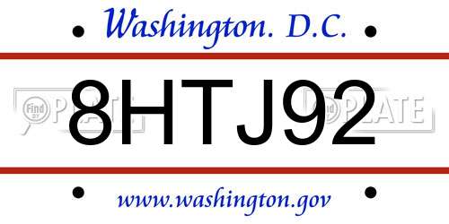 8HTJ92 District Of Columbia License Plate