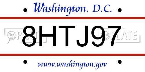 8HTJ97 District Of Columbia License Plate