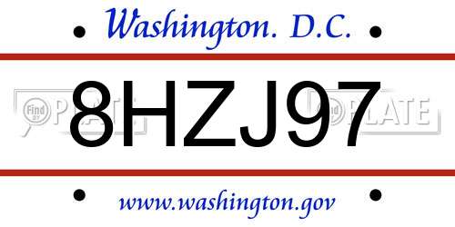 8HZJ97 District Of Columbia License Plate