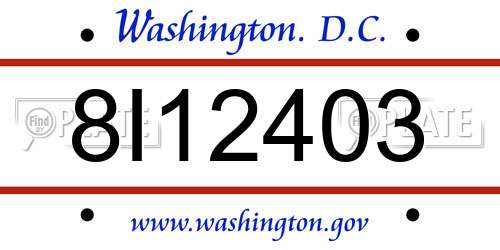 8I12403 District Of Columbia License Plate
