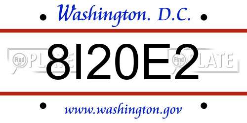 8I20E2 District Of Columbia License Plate