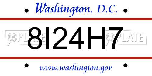 8I24H7 District Of Columbia License Plate