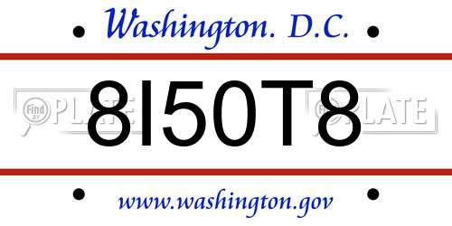 8I50T8 District Of Columbia License Plate
