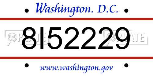 8I52229 District Of Columbia License Plate